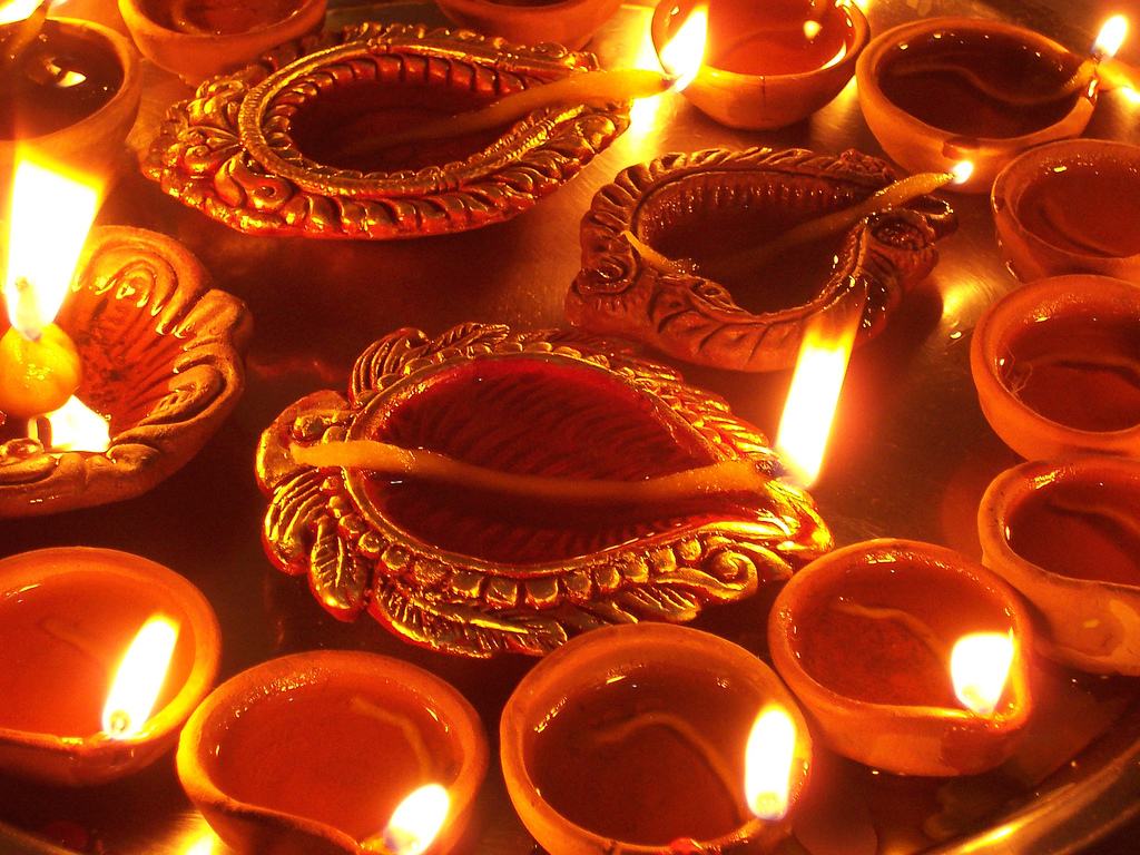 Diyas lit for a pooja